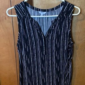 Ladies Brand Sonoma Sleeveless Pullover Shirt Size Medium Color Black Tan White
